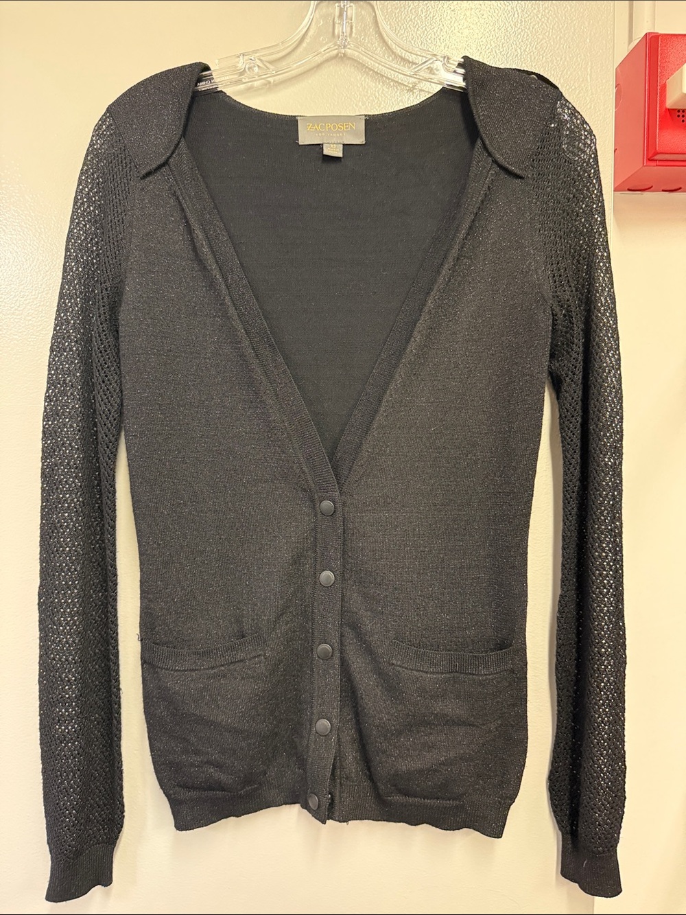Zac Posen Black Knit Button-Front Cardigan